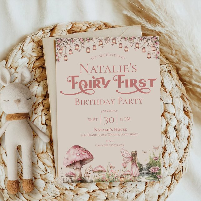 Invitación Chica del primer tema de hadas Personalizado Fiest (Subido por el creador)
