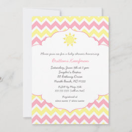 Invitación Chica del sol amarillo rosa baby shower