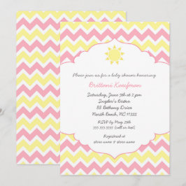 Invitación Chica del sol amarillo rosa baby shower