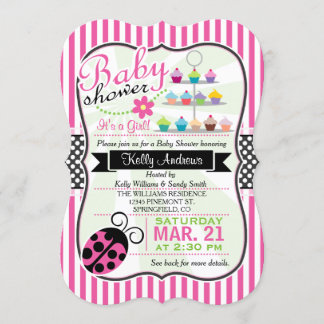 Invitación Chica del tema de la depuración rosa Baby Shower