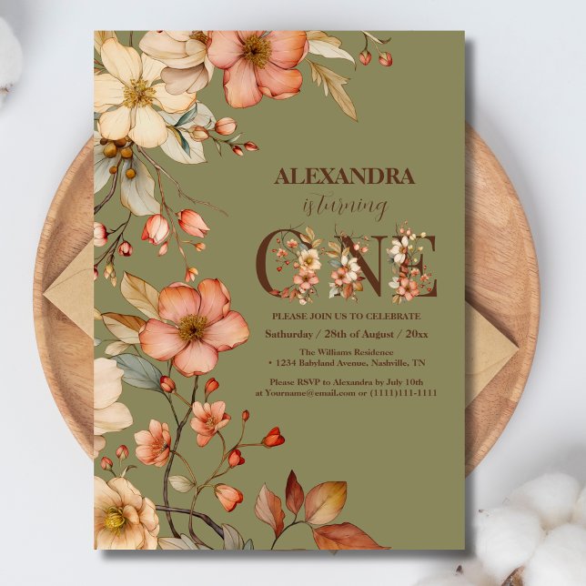 Invitación Chica del tema de las flores silvestres (Subido por el creador)