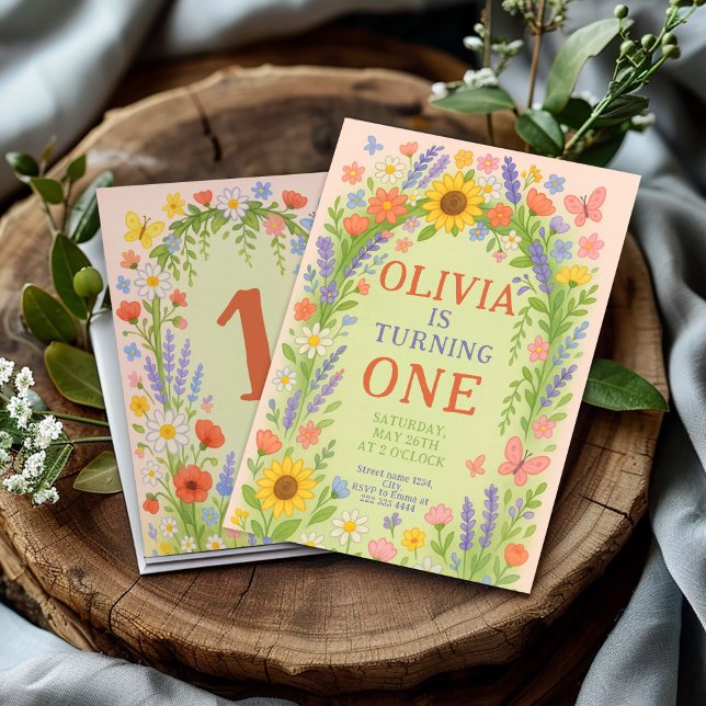 Invitación Chica del tema de las flores silvestres, primer cu (Subido por el creador)