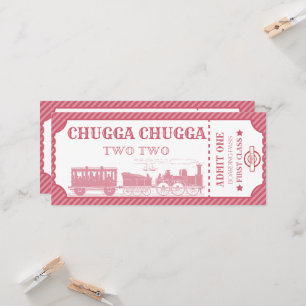 Invitación chica del tema del tren en segundo cumpleaños