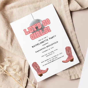 Invitación Chica del Vaquero de Disco Vamos Chicas Fiesta de