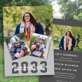 Invitación Chica deportivo Modern Bold Script 4 Graduación de