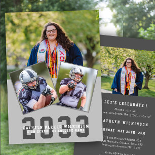 Invitación Chica deportivo Modern Bold Script 4 Graduación de