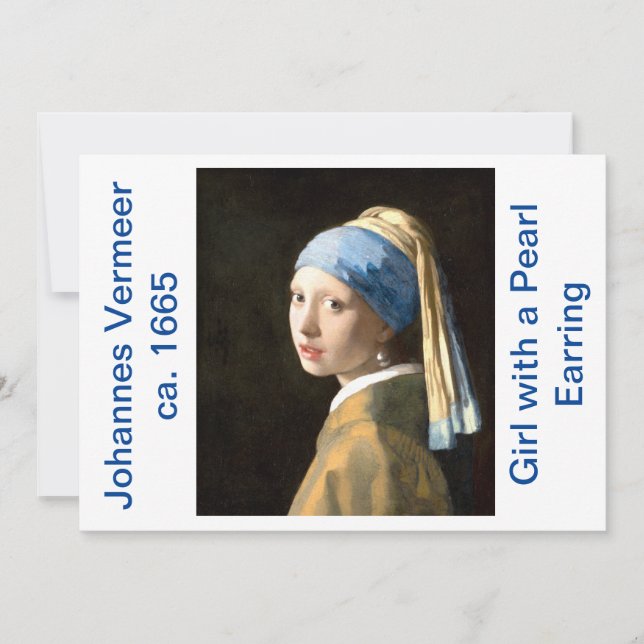 Invitación Chica descargable con Pearl Earring (aproximadamen (Anverso)