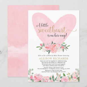 Invitación chica Día de San Valentín  dorado rosado de la duc