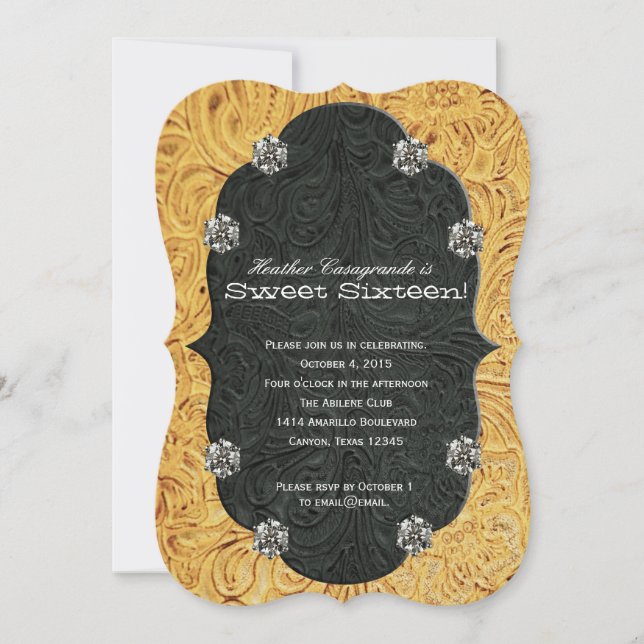 Invitación Chica Diamante de imitación dulce dieciséis cumple (Anverso)