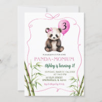 Chica dibujado a mano rosa Panda con cumpleaños de