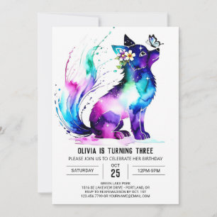 Invitación Chica digital Pastel Wolf