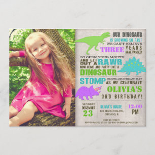 Invitación Chica dinosaur dino dig cumpleaños foto