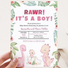 Invitación Chica Dinosaurio Baby Shower