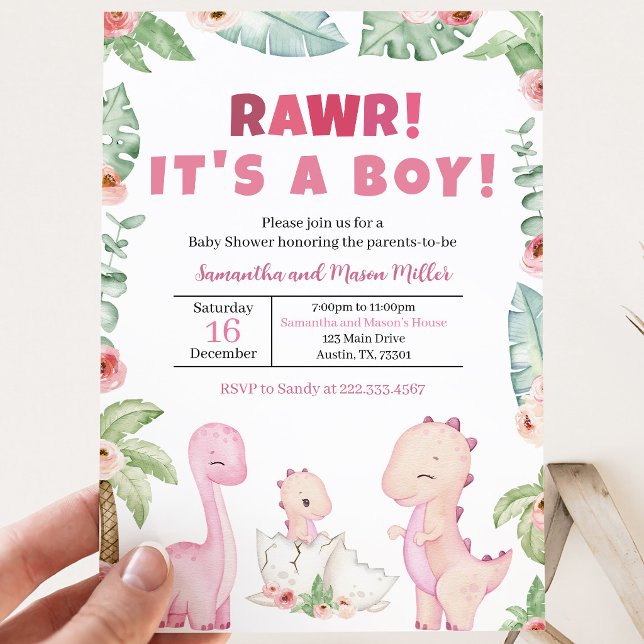 Invitación Chica Dinosaurio Baby Shower (Subido por el creador)