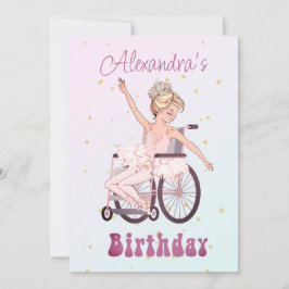 Invitación Chica discapacitada Ballerina Cumpleaños Rosa