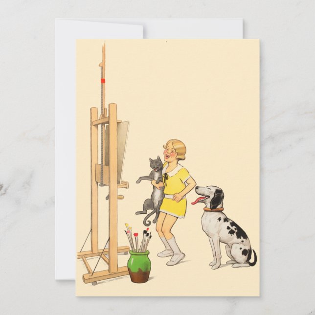 Invitación Chica divertida de la época, imprenta de gato de p (Anverso)