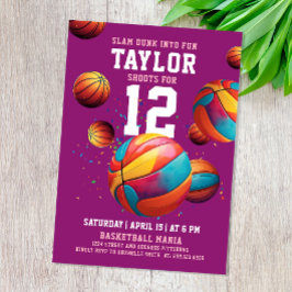 Invitación Chica Divertida Deporte Genial Cumpleaños Balonces