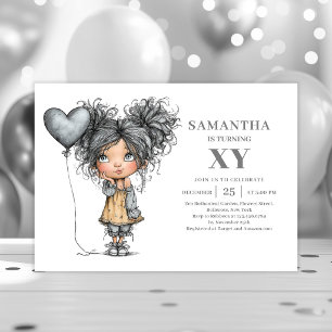 Invitación Chica divertida y extravagante cumpleaños chic neg