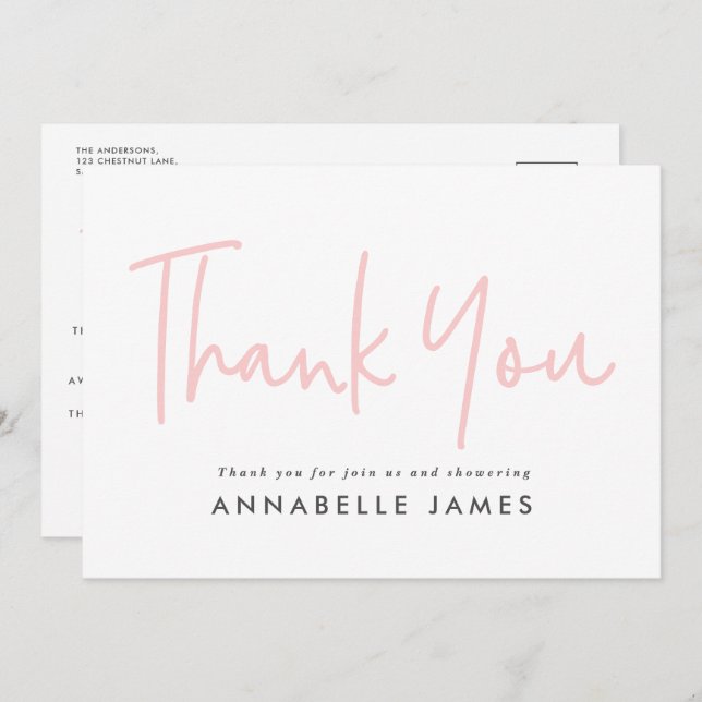 Invitación chica doble rosa moderna tipografía elegante graci (Anverso / Reverso)