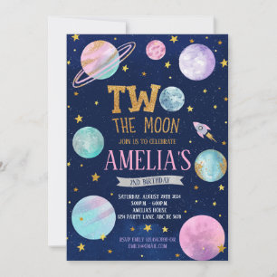 Invitación Chica Dos El Cumpleaños De La Luna