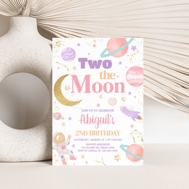 Invitación Chica Dos en la fiesta de cumpleaños de la luna (Two the Moon Birthday Party Invitation)
