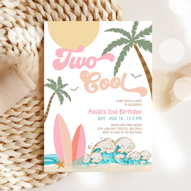 Invitación Chica DOS Fiesta de Cumpleaños en la Playa de Surf (Subido por el creador)