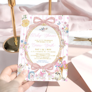 Invitación Chica ducha de bebé Animales Bosque Caprichoso