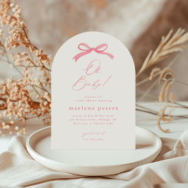 Invitación Chica Ducha de Bebe con Lazo Rosa Elegante