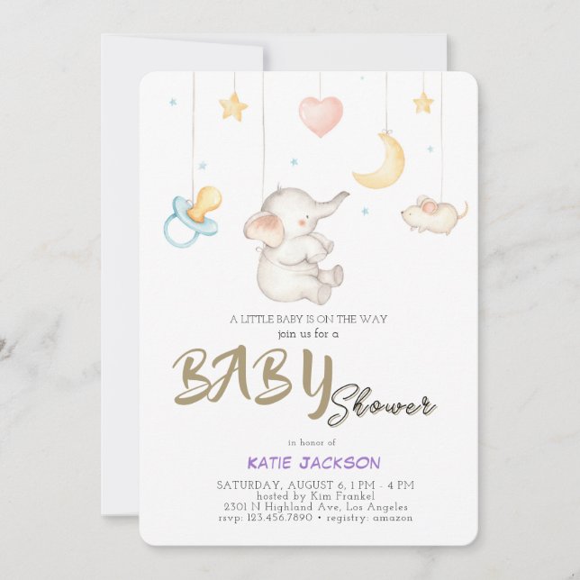 Invitación Chica Ducha de Bebé con Presupuesto (Anverso)