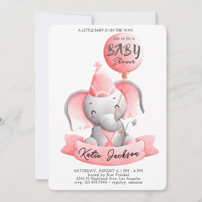 Invitación Chica Ducha de Bebé con Presupuesto (Anverso)