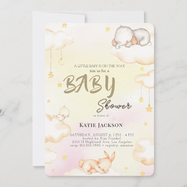 Invitación Chica Ducha de Bebé con Presupuesto (Anverso)