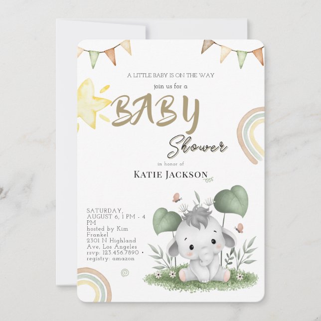 Invitación Chica Ducha de Bebé con Presupuesto (Anverso)