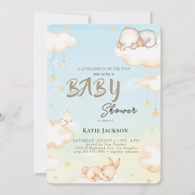 Invitación Chica Ducha de Bebé con Presupuesto (Anverso)