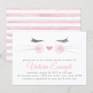 Invitación Chica Ducha de Bebé Gatito Adorable