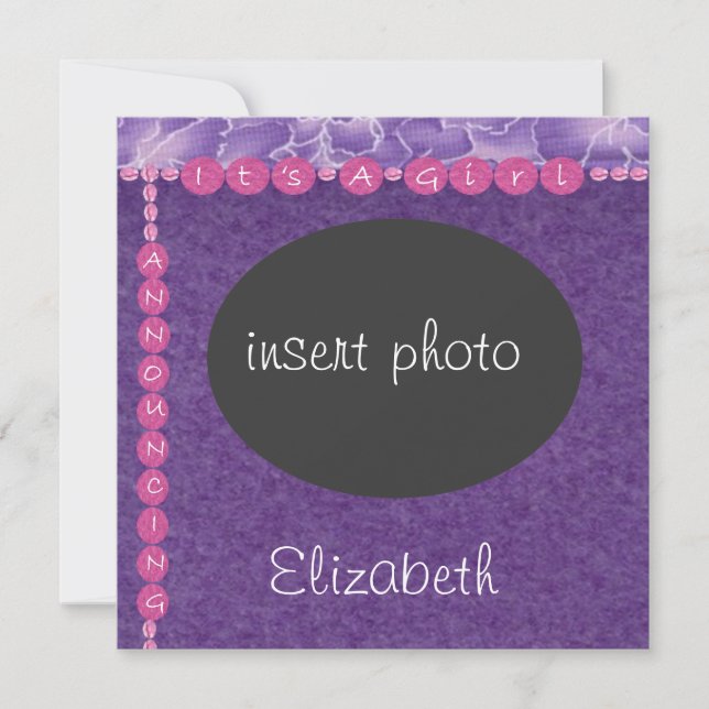 Invitación Chica-ducha de bebé insertar foto (Anverso)