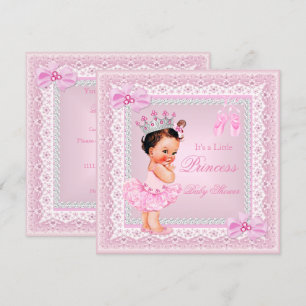 Invitación Chica ducha de bebé princesa bailarina rosa morena
