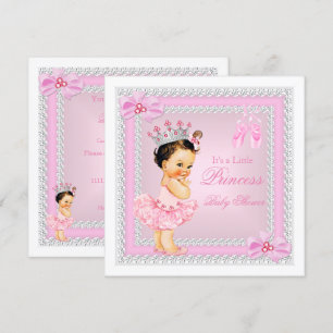 Invitación Chica ducha de bebé princesa rosa bailarina morena