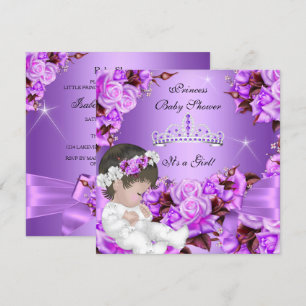 Invitación Chica Ducha de Bebé Princesa Rosa Púrpura Arcoiris
