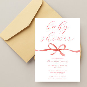 Invitación Chica Ducha Para Bebé con Llamativa Caligrafía y L
