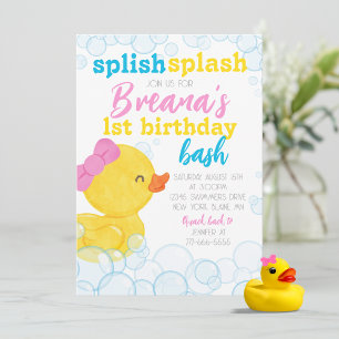 Invitación Chica Duck Splish Splash Cumpleaños