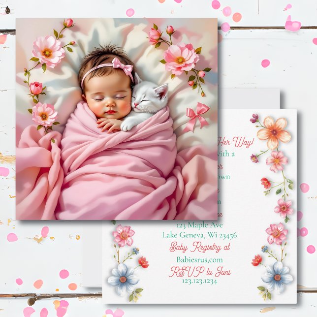 Invitación Chica dulce Baby Shower Floral rosa (Subido por el creador)