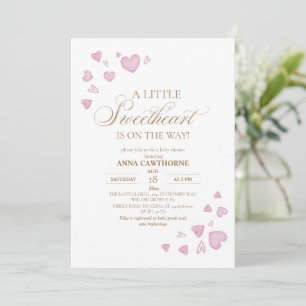 Invitación Chica Dulce Corazones Rosados Baby Shower