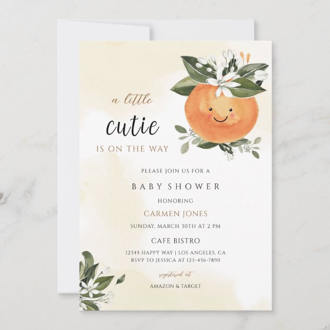 Invitación Chica Dulce Fiesta de Bebé (Anverso)