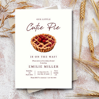 Invitación Chica Dulce Fiesta de Bebé Tarta de Cereza Otoño M