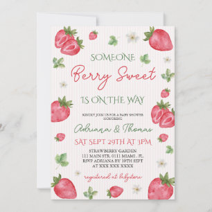 Invitación Chica Dulce Fresa Cumpleaños Baby Shower