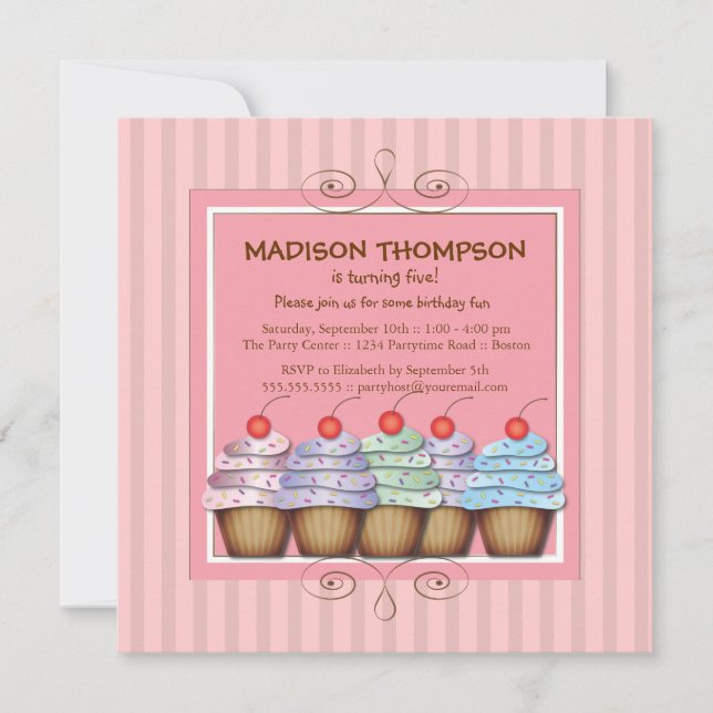 Invitación Chica dulce pastel cumpleaños fiesta de cumpleaños (Anverso)