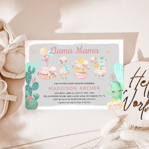 Invitación Chica Dulce Shower de Bebé Llama Mamá