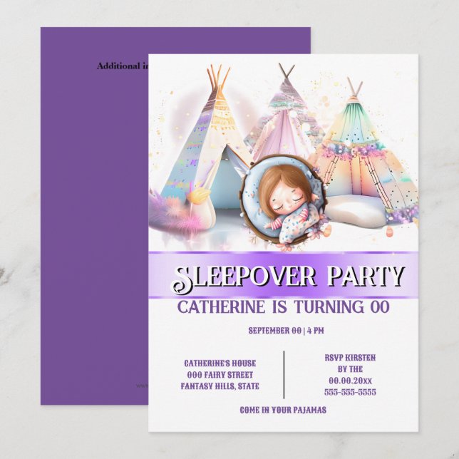 Invitación Chica durmiente glamuroso tepe dormido (Anverso / Reverso)