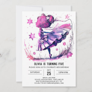Invitación Chica Editable Ballerina Cumpleaños