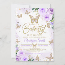 Chica editable Morple Butterfly Baby Shower